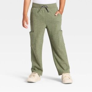 NWT Kids Olive Green Waffle Knit Drawstring Cargo Pants 5T